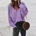 thumbnail image 2 of Nuevo suéter suelto de manga larga con cuello en V para mujer, suéter de otoño e invierno, suéter de punto de color sólido a la moda para mujer, 2 of 5