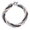 thumbnail image 4 of Sterling S Majestik Rh-pl 3 Row 4-5mm Wht/Grey/Blk Imitat Shell Pearl Brace 7.5 Inch "Bracelets, 4 of 5