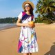 thumbnail image 4 of Disketp Colorful Bulldog para Vestido de Manga Corta para Mujeres, Vestidos de Verano para Mujeres, Casual y Holgado para la Playa, 4 of 6