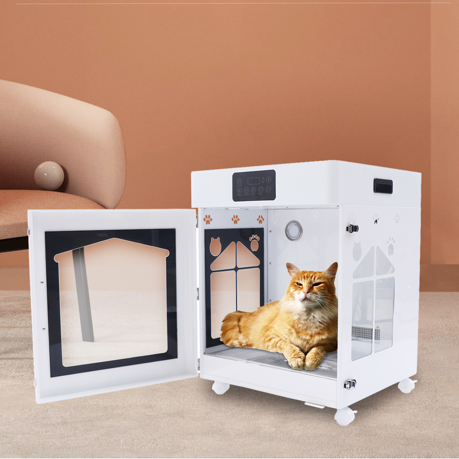 Anqidi 1500W Intelligent Pet Drying Box, Pet Grooming Quiet Hair Dryer