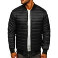 thumbnail image 1 of Men's Padded Outerwear Quilted Puffer Stand Neck Long Sleeve Coat Zip Winter Warm Down Jacket, 1 of 5