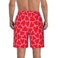 thumbnail image 3 of Bixox Men's Red Love Heart printing Casual Classic Fit Short Summer Beach Shorts, 3 of 6