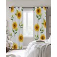 thumbnail image 6 of Sunflower Blackout Curtains Light Blocking Print Window Curtains, Yellow Spring Watercolor Floral White Thermal Insulated Window Drapes for Living Room Kitchen Cafe (2 Panels, 55"W x 39"L), 6 of 9