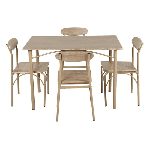 Juego De Comedor 4 Sillas Mesa Estructura Metalica y Tablero MDF Kingshouse beige G