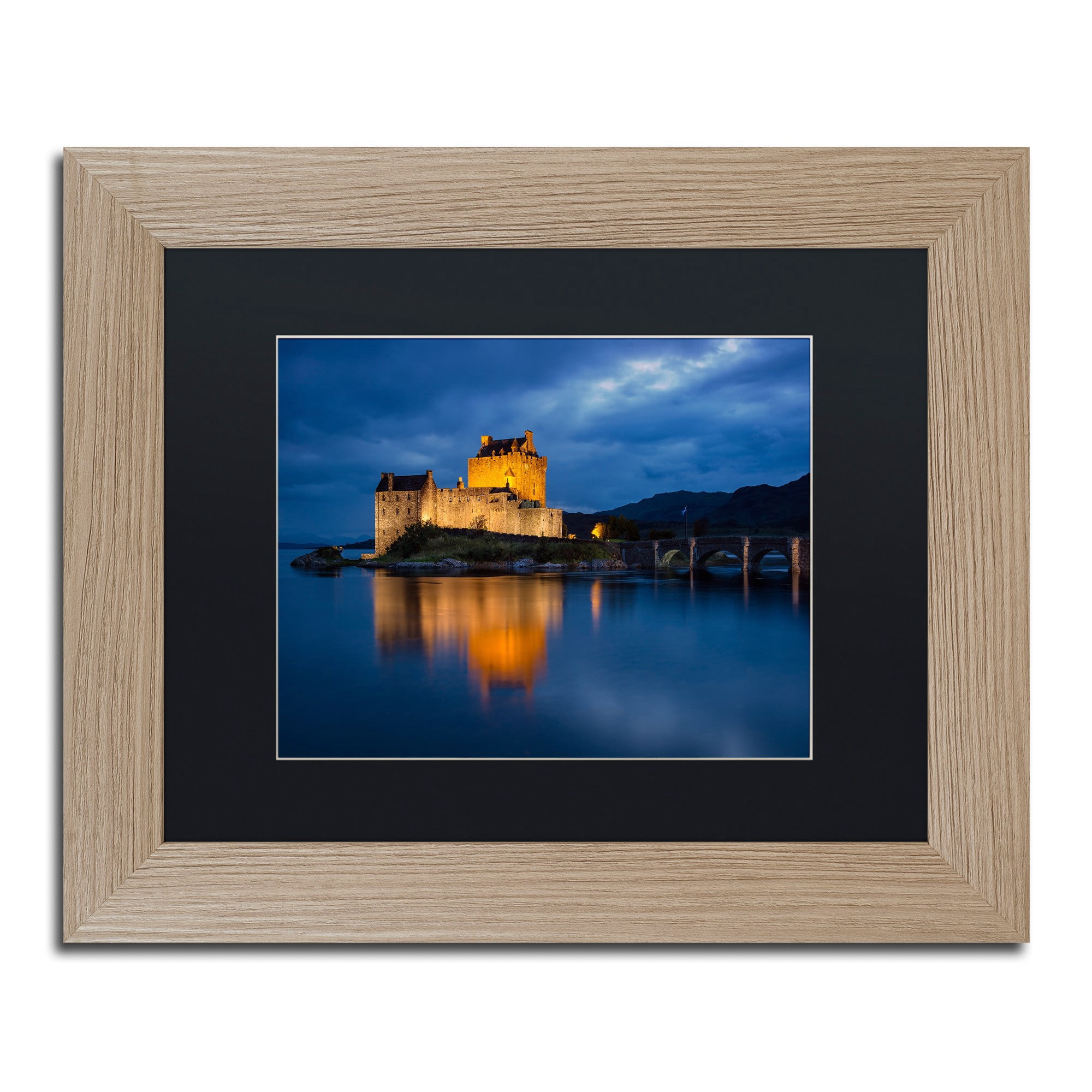 Trademark Fine Art "Eilean Donan Castle" Canvas Art by Michael Blanchette Photography Black Matte, Birch Frame