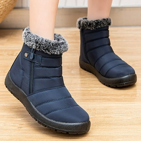 

eczipvz Womens Shoes Women Boots New Snow Boots For Winter Shoes Casua Ankle Botas Mujer Warm Snow and Ice Cleats for Shoes and Boots Women (Navy 7.5)