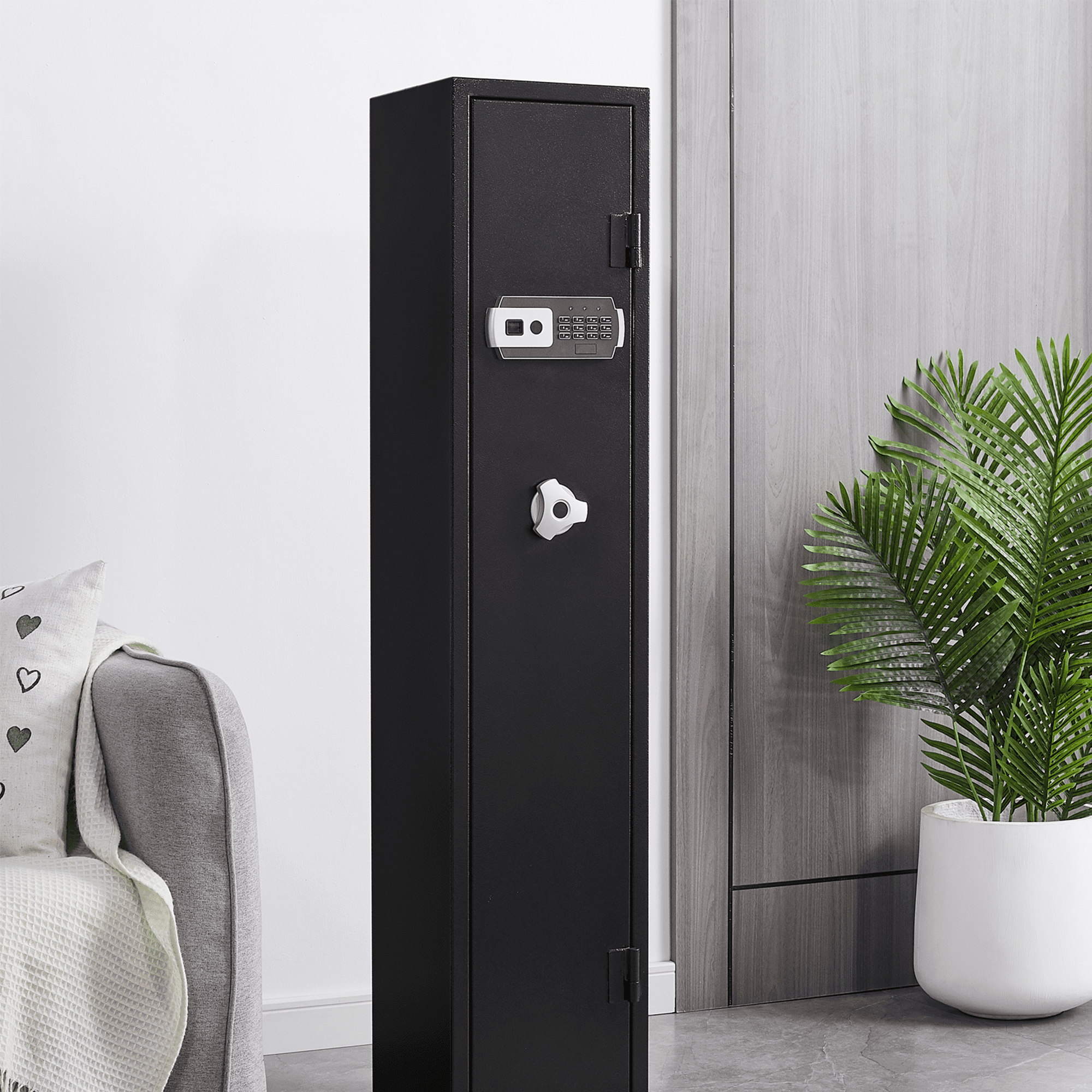 Gun Safe Cabinet,KEPMOVEU 5 Gun Safes for Home Rifles and Pistols,Quick Access Rifle Safe by Digital Keypad,Gun Cabinet with Lock Box Alarm System Adjustable Shelf for Home,Office