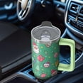 thumbnail image 5 of 30oz Xmas Tumbler with Lid and Straw, Stainless Steel Cup with Handle Classic Red and Green Plaid Travel Mug, Christmas Gifts, 5 of 5