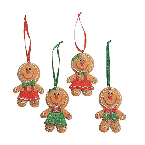 Fun Express Big Head Gingerbread Ornaments | 1-Pack | 12 Count | Christmas Tree Decor for Holiday Season and Yuletide Celebrations