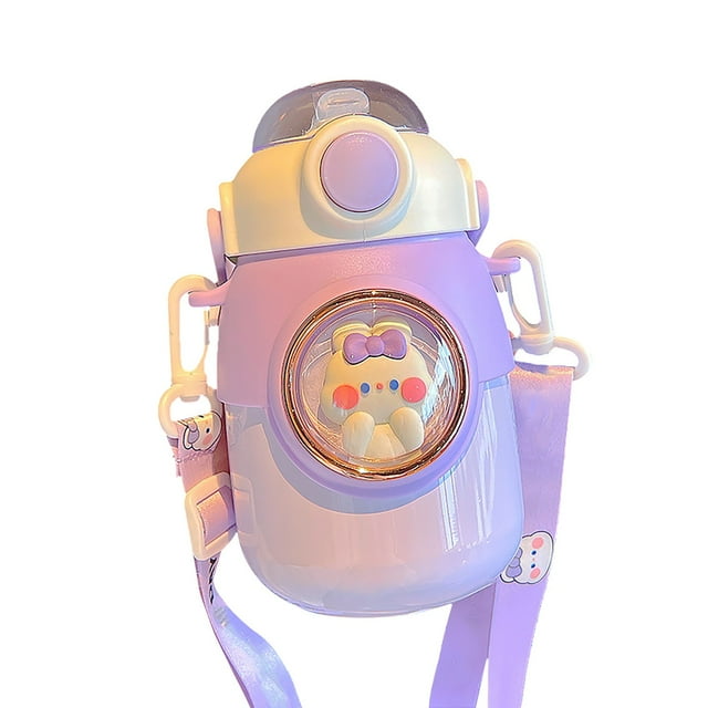 Clearance! Cute Stainless Steel Water Bottle, Yoaney 24 Oz Kawaii Water Bottle Stainless Steel Insulated Leak Proof Flip Cap Water Bottle for School Travel, Purple