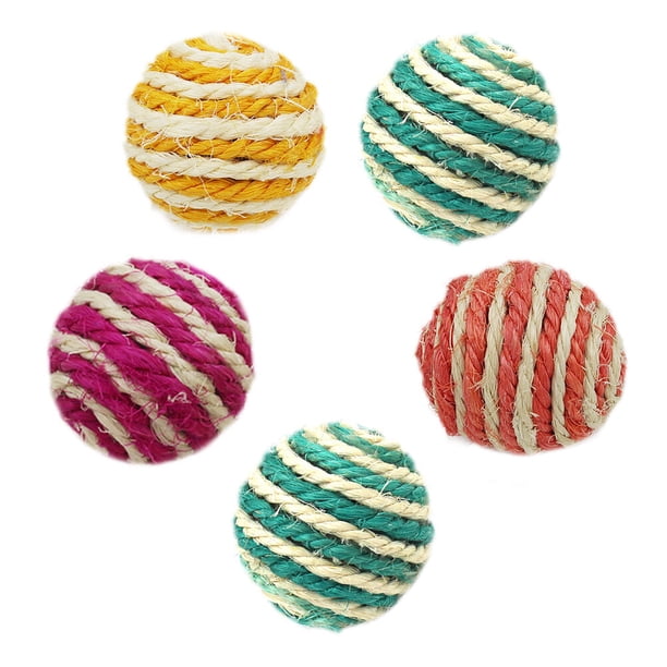 5pcs 5 cm sisal bola de cáñamo gatito teaser jugando masticar juguetes para mascotas gato rasca (color aleatorio)