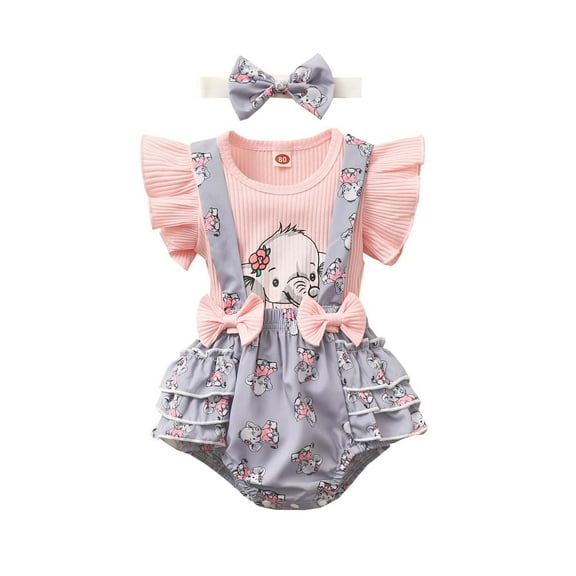 Fesfesfes Infant Onesies for Baby Girls Ribbed Sleeveless Top Hearts Print Dress Clothes Suit Rompers Shorts and Headband Set