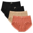 thumbnail image 1 of GigrtiJin Womens Mid Rise Ribbed Underwear Multipack Seamless Lace Panties With Bow Ribbon Breathable Underpants 4 Pack, 1 of 2