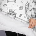 thumbnail image 3 of Oversized Wearable Blanket Hoodie,White Highland Cow Bathtub Bubble Pattern Sherpa Blanket Hoodie with Super Pockets,Super Warm Fuzzy Pullover for Women & Men, 3 of 6