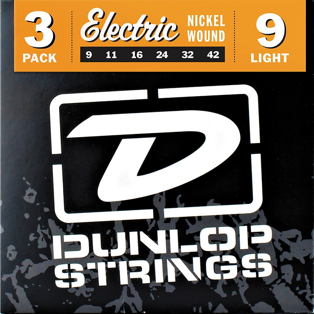 Dunlop DEN0942 Nickel-Plated Steel Light Electric Strings, 3 Pack, .009-.042