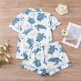 thumbnail image 4 of Likimi Toddler Kids Girls Pajamas Set Short Sleeve Cartoon Print Lapel Button Down Pjs Tops With Shorts Soft Homewear Set Size 3-4 Years, 4 of 4