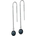 thumbnail image 2 of Sterling Silver Rhodium-Plated 7-8mm Black Rice Fwc Pearl Threader Earrings (60 X 7.5) Made In China qe13099, 2 of 5