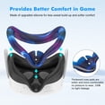 thumbnail image 3 of Rechale VR Silicone Case for Meta Quest 3S, Design Upgraded Accessories for Oculus Quest 3s, Face Cover, Controller Grips, Shell Cover, Lens Cover, Disposable Eye Cover(Blue Stripe), 3 of 8