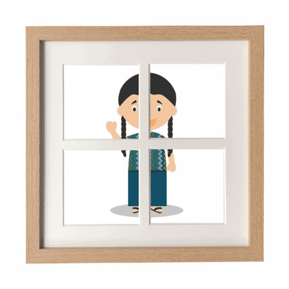 Long Pigtail Guatemala Cartoon Frame Wall Tabletop Display 4 Openings Picture