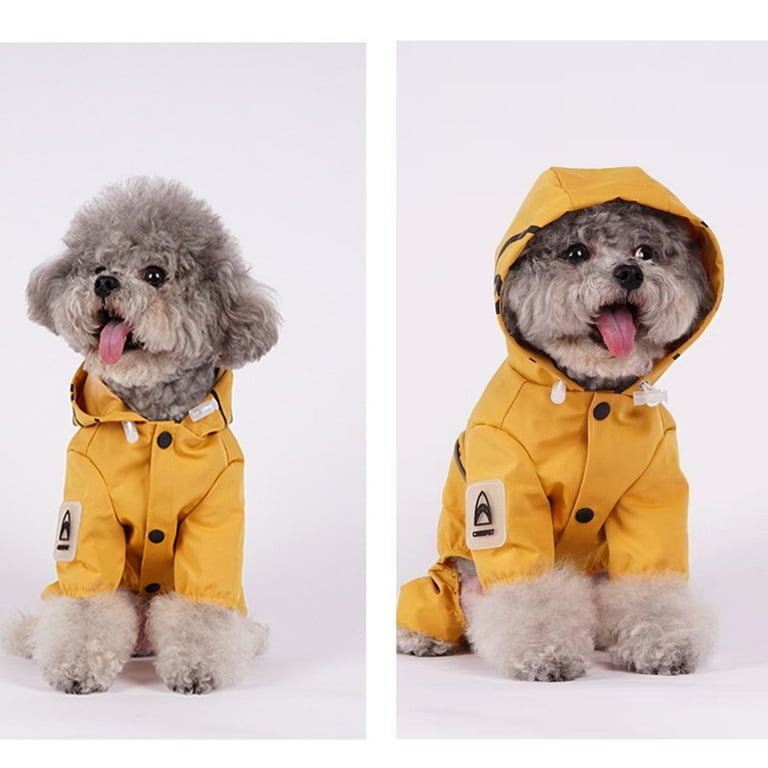 Small Dog Raincoat Hooded Full Coverage Reflective Dog Jacket Waterproof Dog Clothing for Small Medium Dogs Orange XL