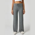 thumbnail image 2 of HAiming Knit Pants for Women Wide Leg Baggy Drawstring Solid Color Fashion Athletic Trousers Loungewear, 2 of 6