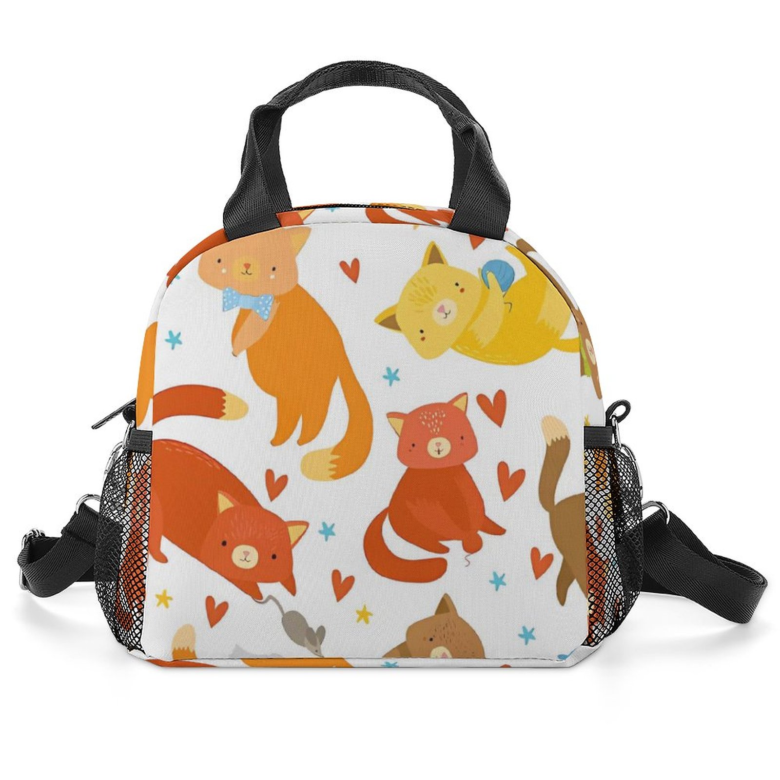 NYZNIA Cute Cat Lunch Bag for Kids Teen Insulated Lunch Box with Long