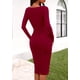 thumbnail image 4 of Vestido PRETTYGARDEN Midi Ajustado con Mangas Largas Fruncido Vino Tinto XXL, 4 of 8