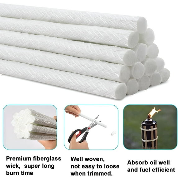 HIBIBUD 10pcs Glass Fiber Replacement Lamp Wick Torch Kerosene Lamp Wick Lighting