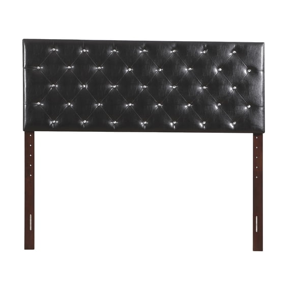 JERFIT King Size Upholstered Headboard with Button Tufting, Adjustable Height Faux Leather Panel Headboard for Bedroom, Black