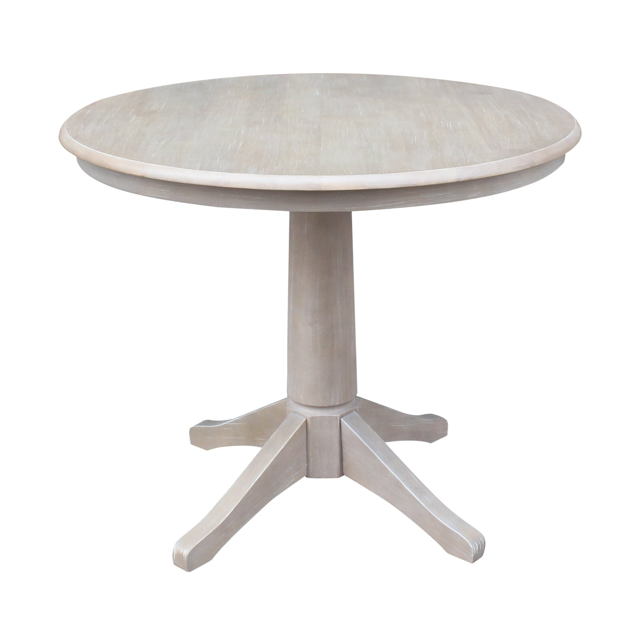 Round Top 36" x 36" Solid Wood Pedestal Dining Table in Washed Gray