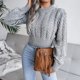 thumbnail image 4 of Jersey JUNBOON para mujer, cuello redondo, manga larga, punto torcido, 4 of 7