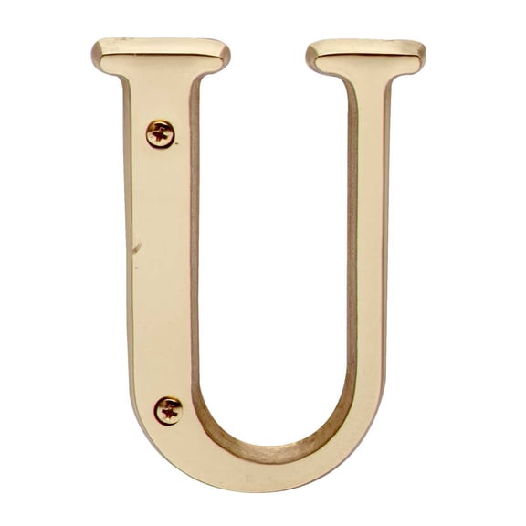 Letter "U" House Letters Solid Bright Brass 4" | Renovator's Supply