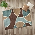 thumbnail image 6 of Better Homes & Gardens Geo Waves Indoor Living Room Area Rug, Blue/Brown, 5'x7', 6 of 7