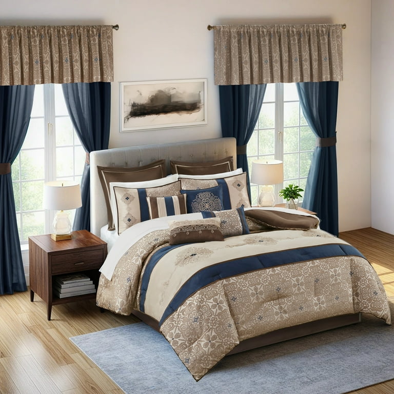 Regency Heights 24PCs Jacquard Comforter Set with Window Curtains