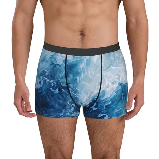 Balery Abstract Ocean Waves Calzoncillos bóxer para hombre, ropa interior de algodón suave y transpirable con cinturilla de nailon-X-Large
