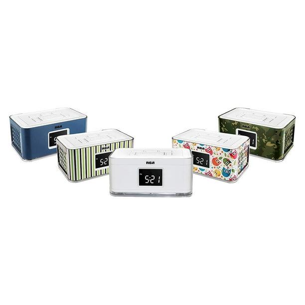 RCA Dual Alarm Clock Radio with Multicolor Fashion Wraps