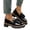 Black, variant on Xfvqtps Women Loafers with Bow Thick Sole Chunky Heel Patent Leather Slip on Office Work Business School Dressy Casual Shoes