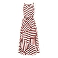 thumbnail image 5 of Puntoco Plus size dresses 2025 Cap Sleeve Cover Up Women Striped V Neck Beach Maxi Dress Drawstring Watermelon Red 14(XL), 5 of 6