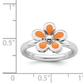 thumbnail image 5 of Sterling Silver Polished Orange Enameled Flower Ring, 5 of 5