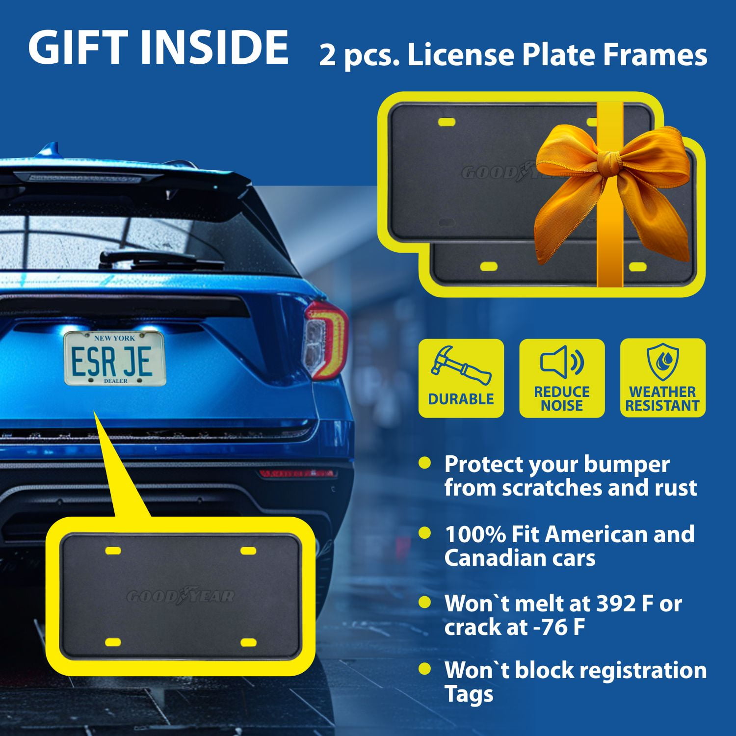 Goodyear Shatterproof Window Deflectors for Nissan Rogue 2021-2024, Tape-on Rain Guards, Window Visors, Vent Deflector Visor, Car Accessories,6 pcs. - GY008635