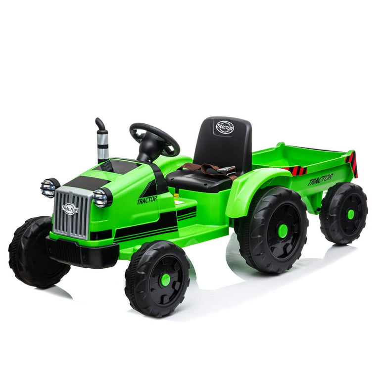 Electric Ride On Tractor with Trailer, Electric Tractor Motorized Vehicles  for Kids with High-Capacity & Detachable Wagon,Remote Control, Music, Horn