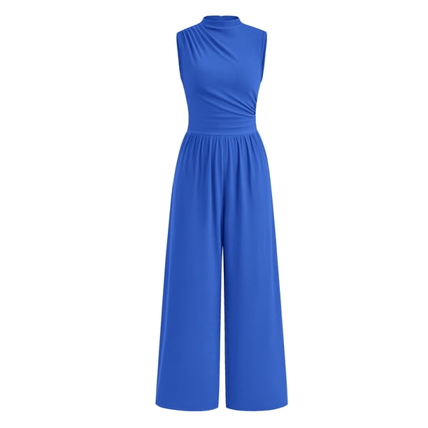 Mono Enterizo PRETTYGARDEN sin Mangas con Cuello Simulado Azul M