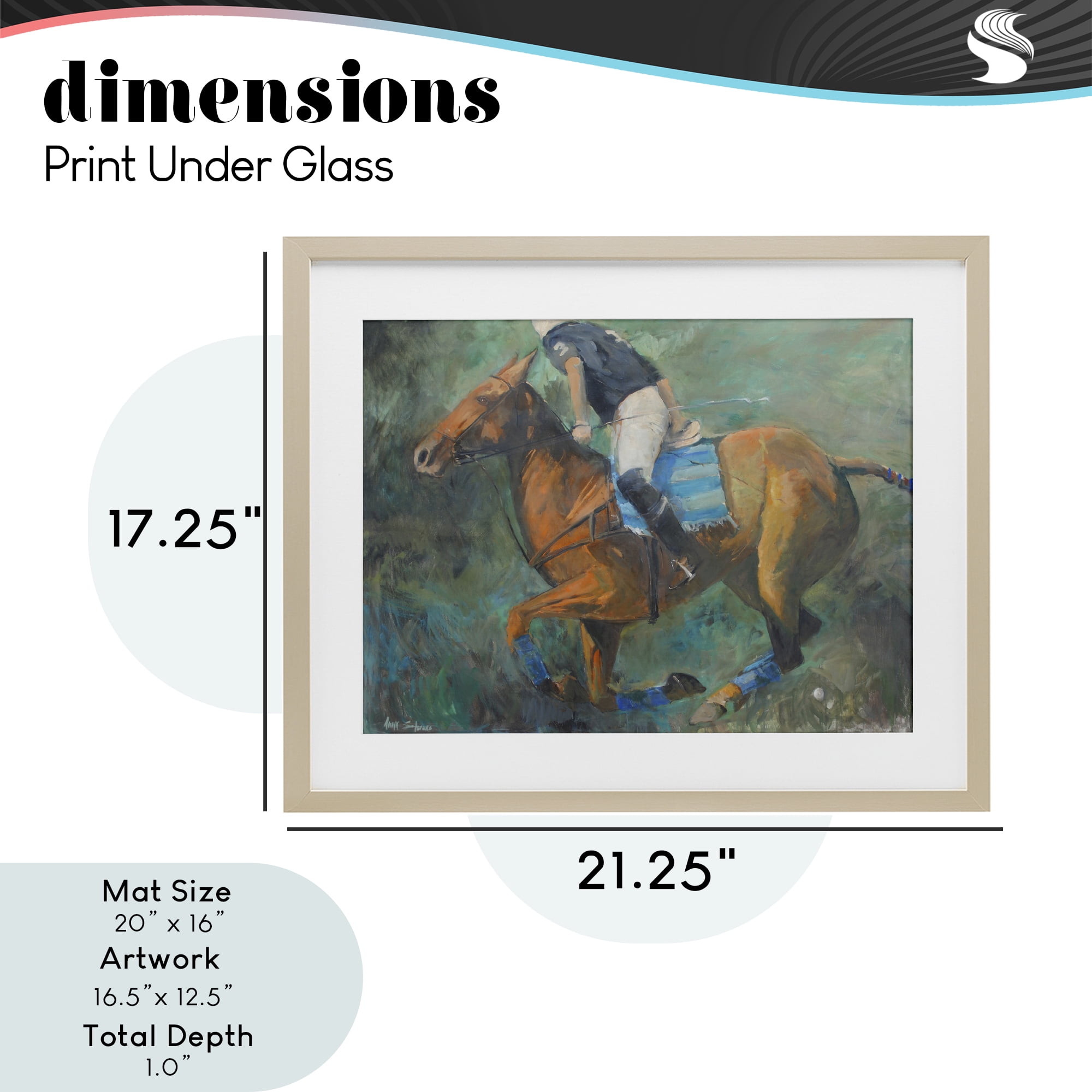 Stupell Industries Polo Rider in Dynamic Motion Birch Framed Print Under Glass, design by Jadei Graphics