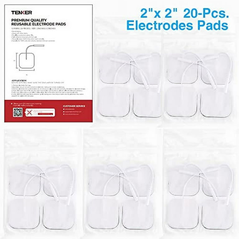 TENKER TENS Unit Replacement Pads 2x2 Reusable Electrode Pads - 20PCS 3rd  Gen Latex-Free Self-Adhesive Electrotherapy Patches for Muscle Stimulator  Electrotherapy - Non Irritating Stim Pads Design 