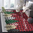 thumbnail image 6 of Christmas Tree Area Rug 5x7ft Winter Snowflake Red Black Plaid Non-Slip Washable Square Rugs Soft Felt Indoor Floor Mat for Bedroom Kitchen Living Room Bathroom, 6 of 8