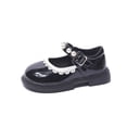 thumbnail image 4 of Zapatos de cuero pequeños con encaje para niñas, zapatos de princesa de suela blanda con perlas de una sola capa, bonitos y modernos para primavera, 4 of 6