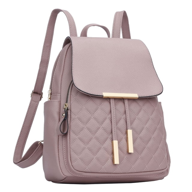 Mochila KKXIU de piel acolchada a la moda para mujer, color rosa