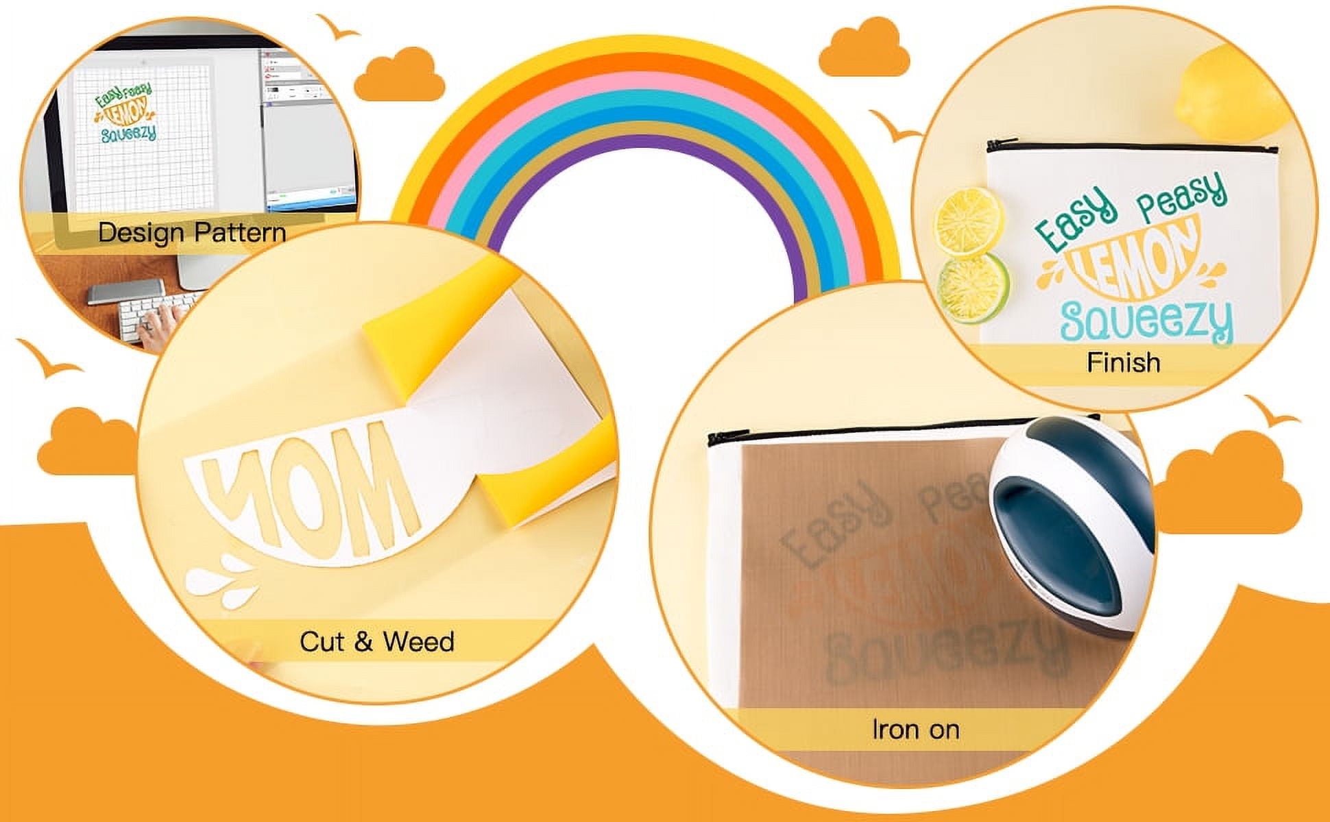 HTVRONT HTV Heat Transfer Vinyl Bundle - 14 Pack 12" x 3FT HTV Vinyl Roll, Iron on Vinyl for Cutter Easy Cut and Weeding(14 Assorted Colors)