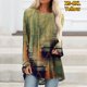thumbnail image 1 of Camiseta de manga larga con estampado de rayas abstractas para mujer, ropa informal para vacaciones, diario, hogar, cuello redondo, básica, XS-8XL esencial, 1 of 4