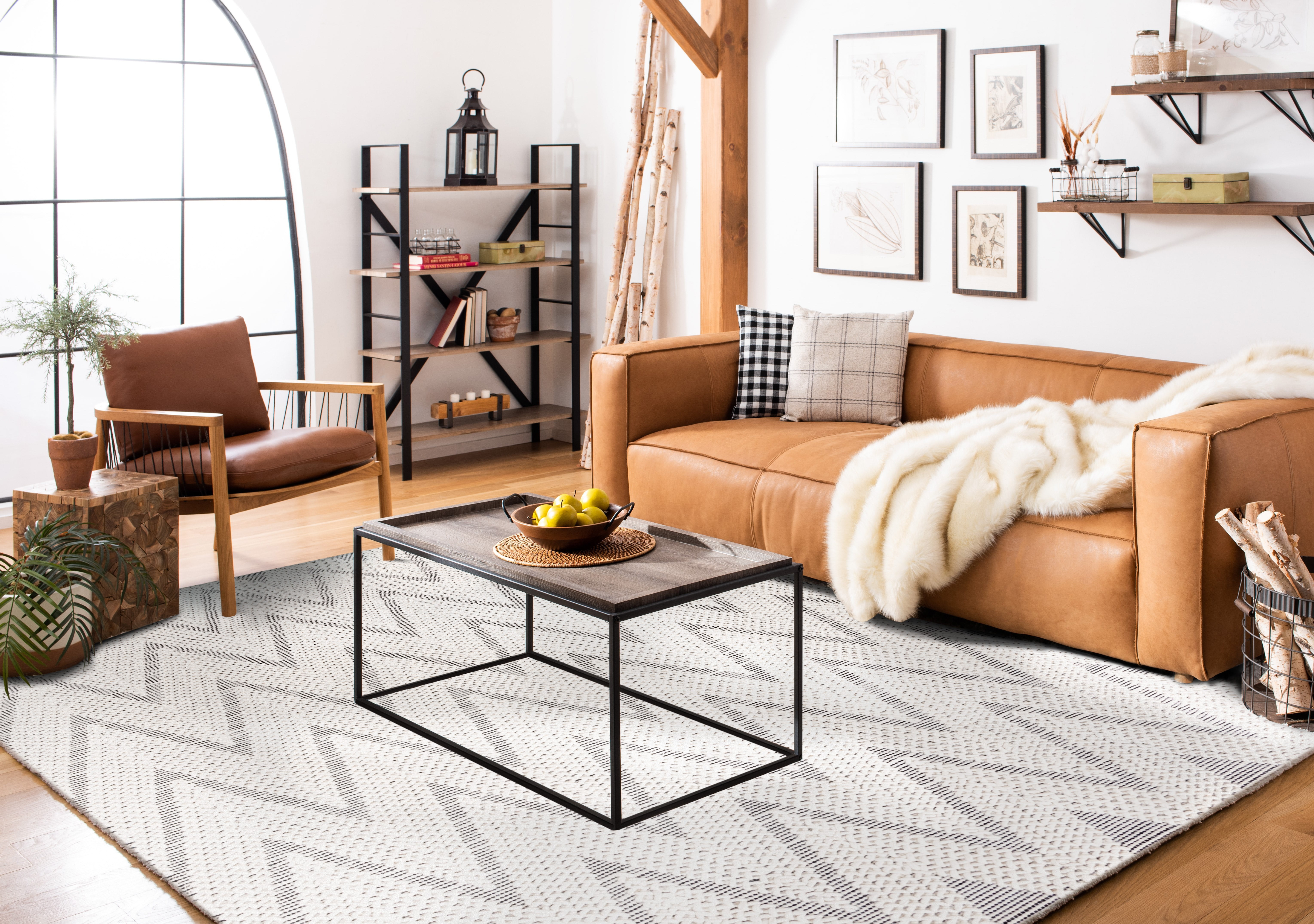 SAFAVIEH Natura Paula Zig-Zag Area Rug, Ivory/Black, 4' x 6'